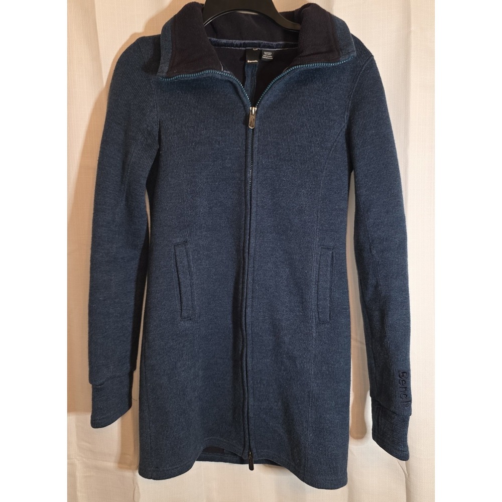 Bench Full Zip Wool Blend Hooded Jacket Coat‎  Blue Women's XS